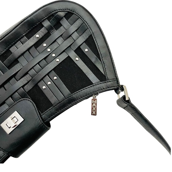 MAXX New York - Vintage Y2K Black Faux Leather Shoulder Purse with Silver Studs - Picture 3 of 7